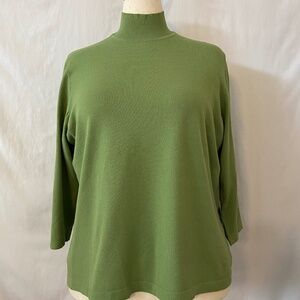 Caslon Green Mock Neck Sweater with 3/4 Sleeves.  Plus size 2X